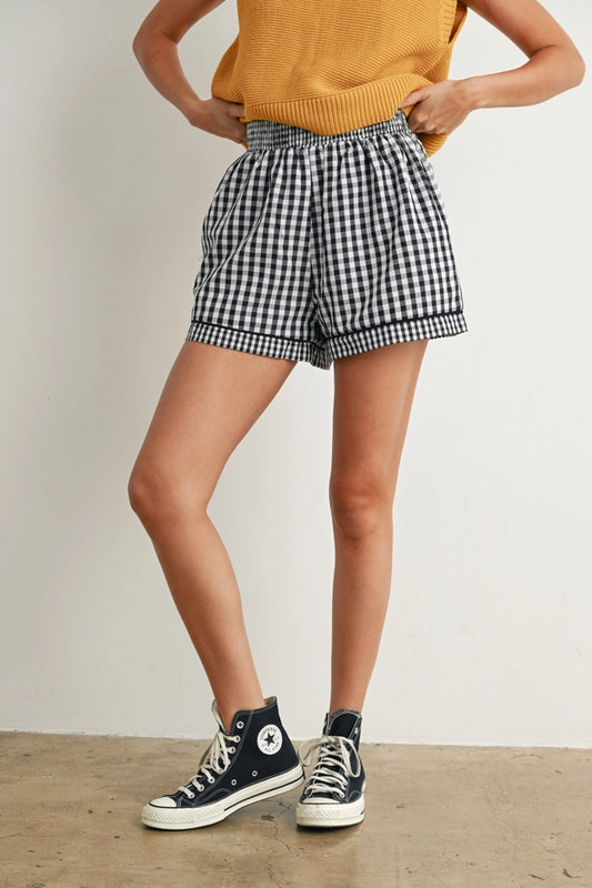 Gingham High Waisted Soft Shorts