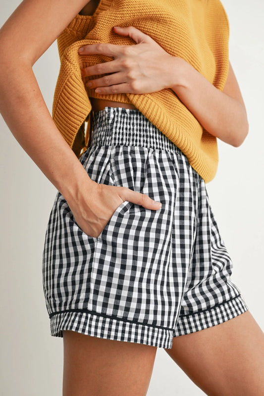 Gingham High Waisted Soft Shorts