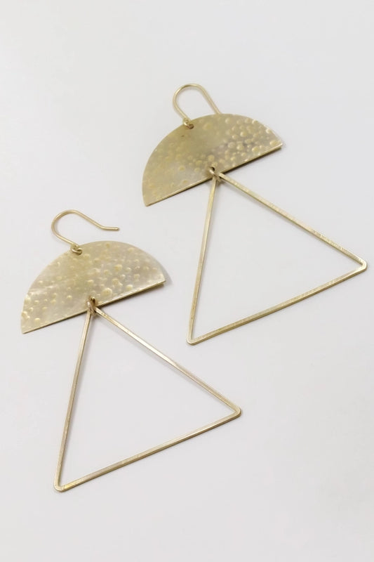 Hammered open Triangle Statement Earrings