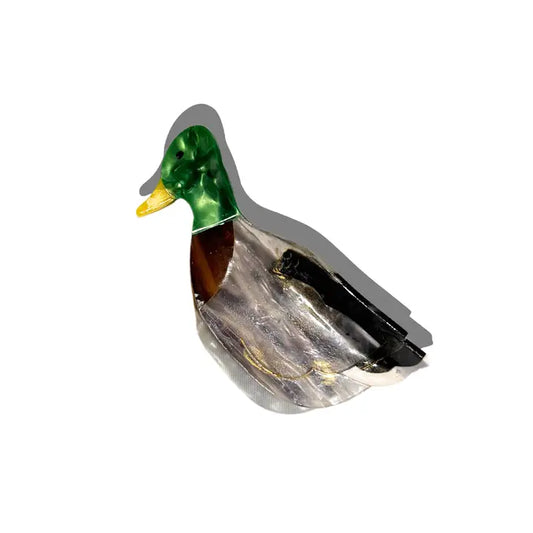 Hand-Painted Mallard Duck Claw Clip