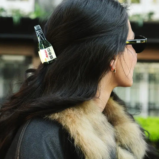 Hand-Painted Sake Bottle Claw Clip