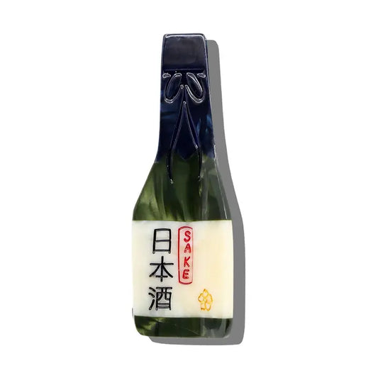 Hand-Painted Sake Bottle Claw Clip