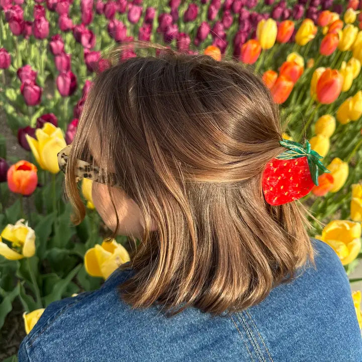 Hand Painted Strawberry Claw Clip