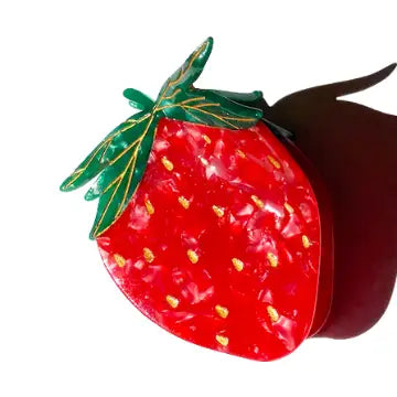Hand Painted Strawberry Claw Clip