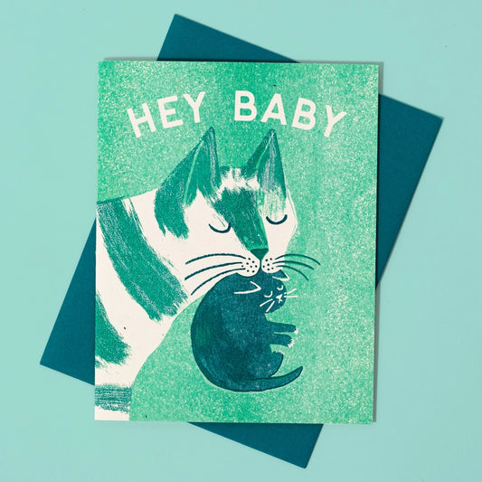 Hey Baby Cat Greeting Card