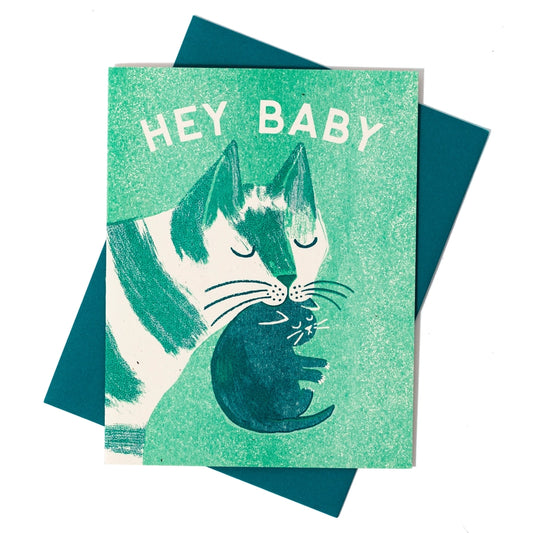 Hey Baby Cat Greeting Card