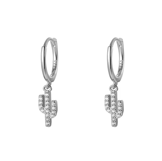 Cactus Sparkle Hoop Earrings