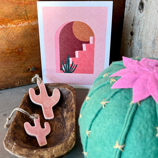 Cactus Ceramic Ornament Pink Moment