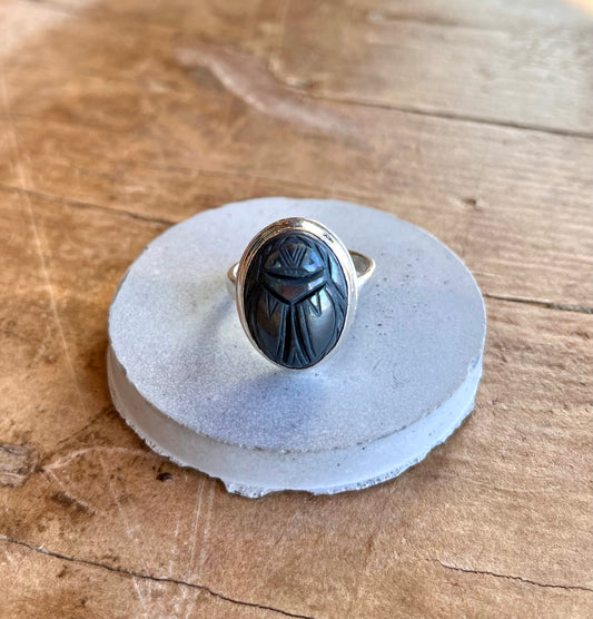 Pyrite Scarab Ring