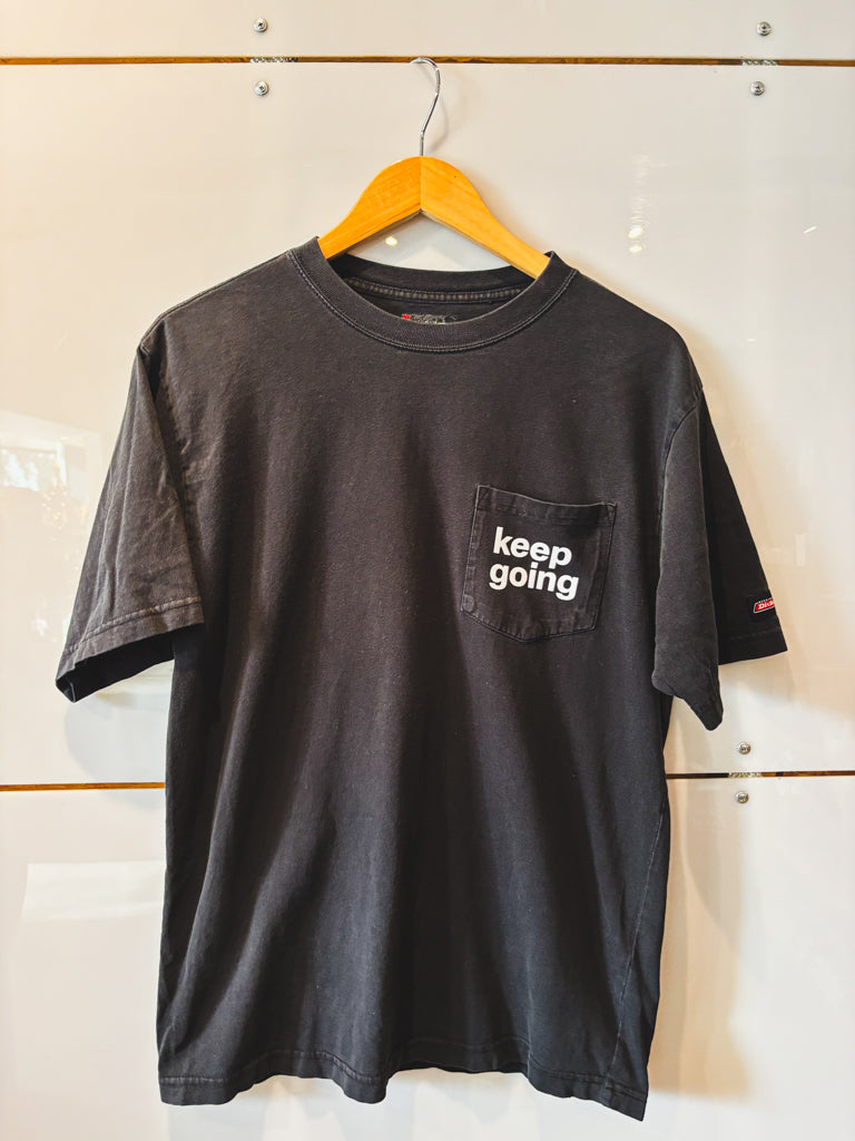 Keep Going black pocket s/s tee - upcycled