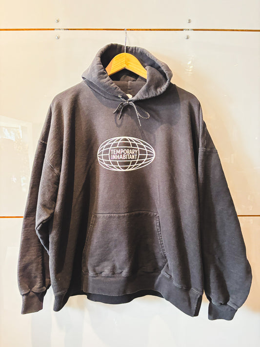 Globe black hoodie - upcycled