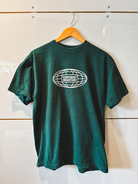 Globe teal green s/s tee - upcycled
