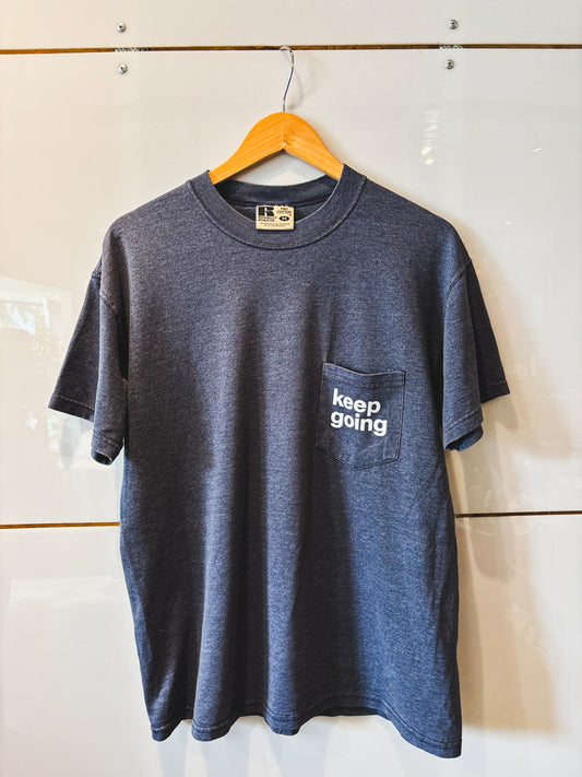 Keep Going heather blue s/s tee - upcycled