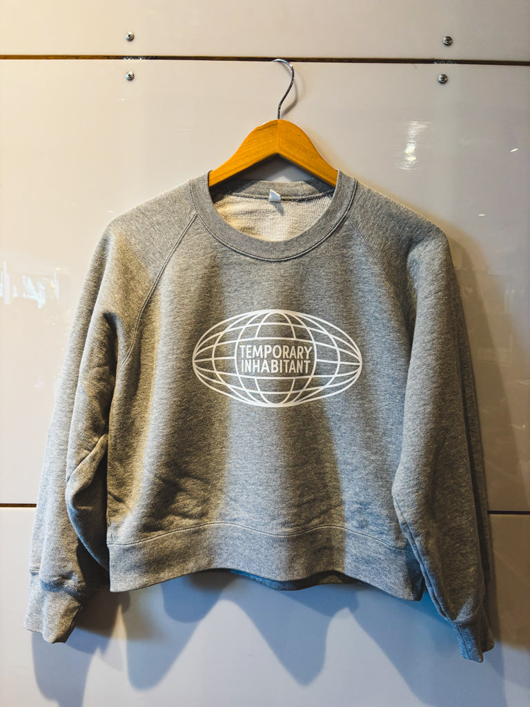 Globe gray cropped sweatshirt - upcycled