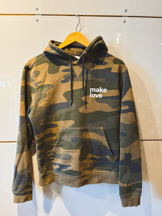 Make Love camo hoodie - upcycled
