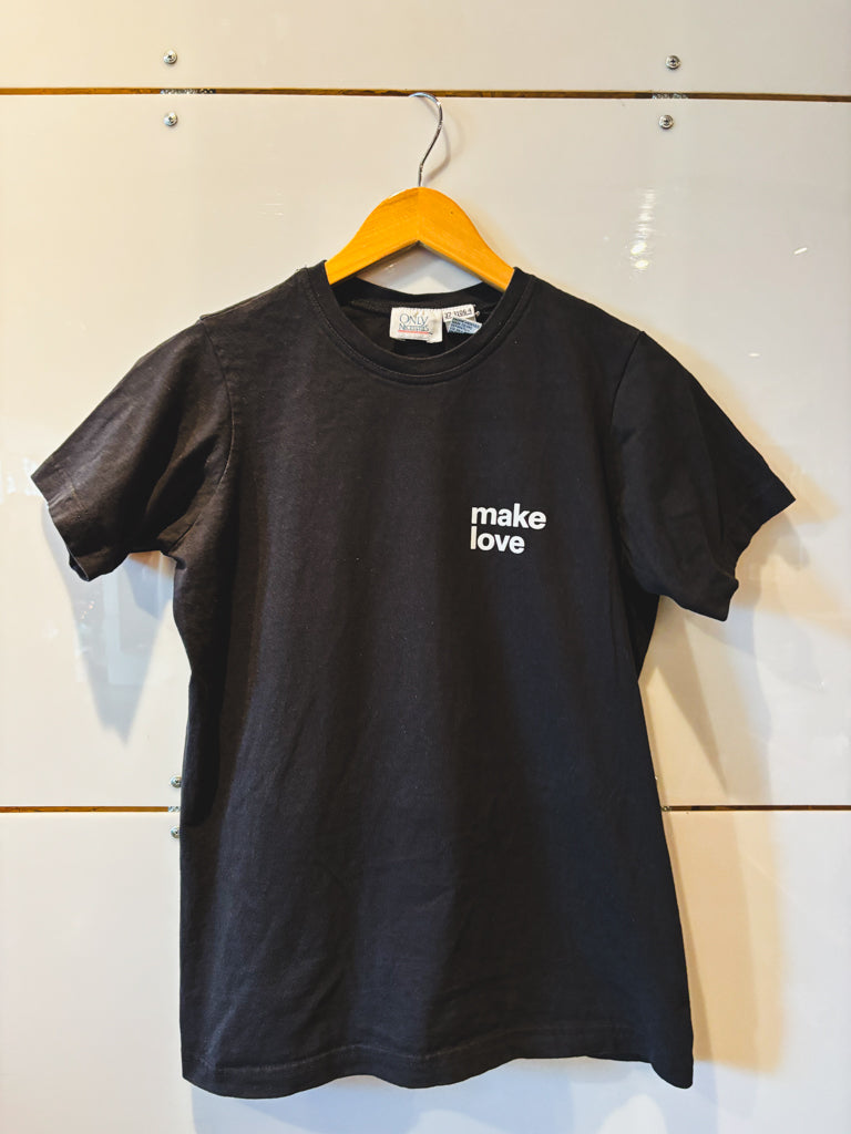 Make Love black s/s tee- upcycled