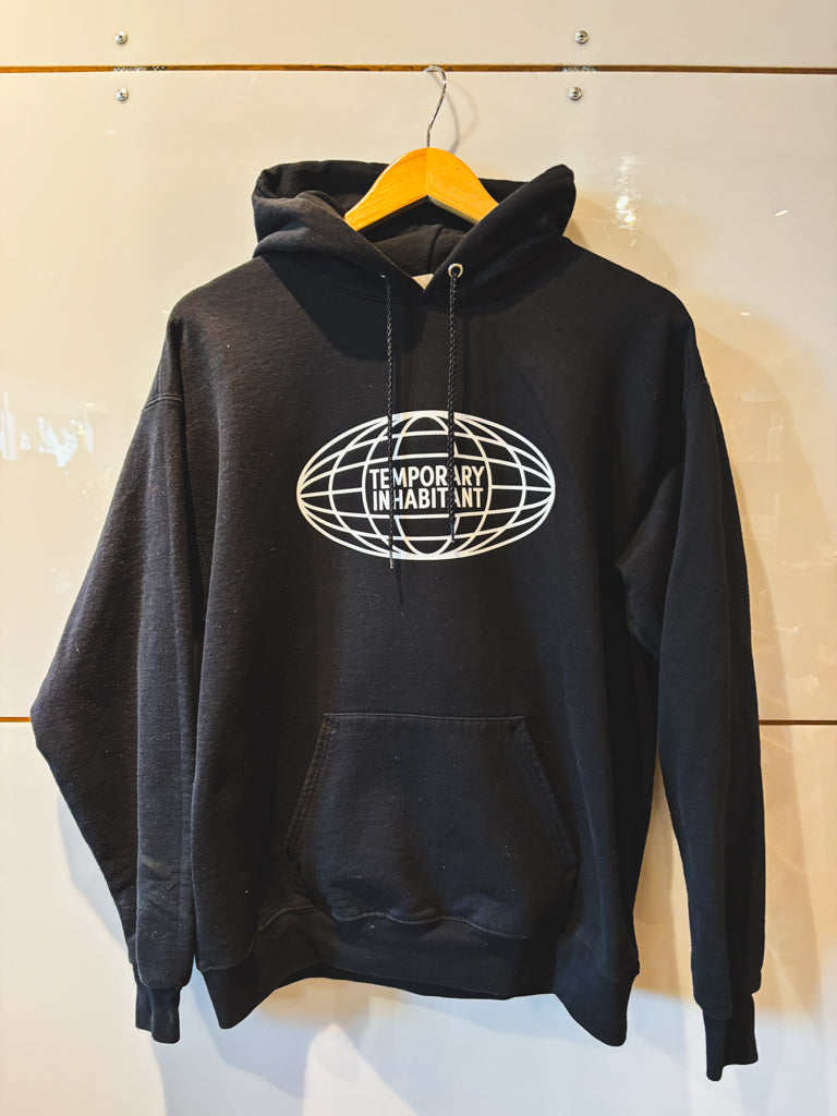 Globe black hoodie - upcycled