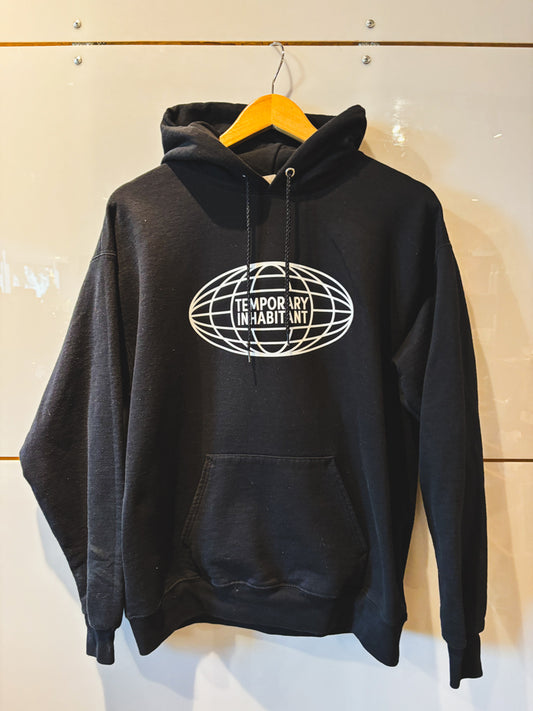 Globe black hoodie - upcycled