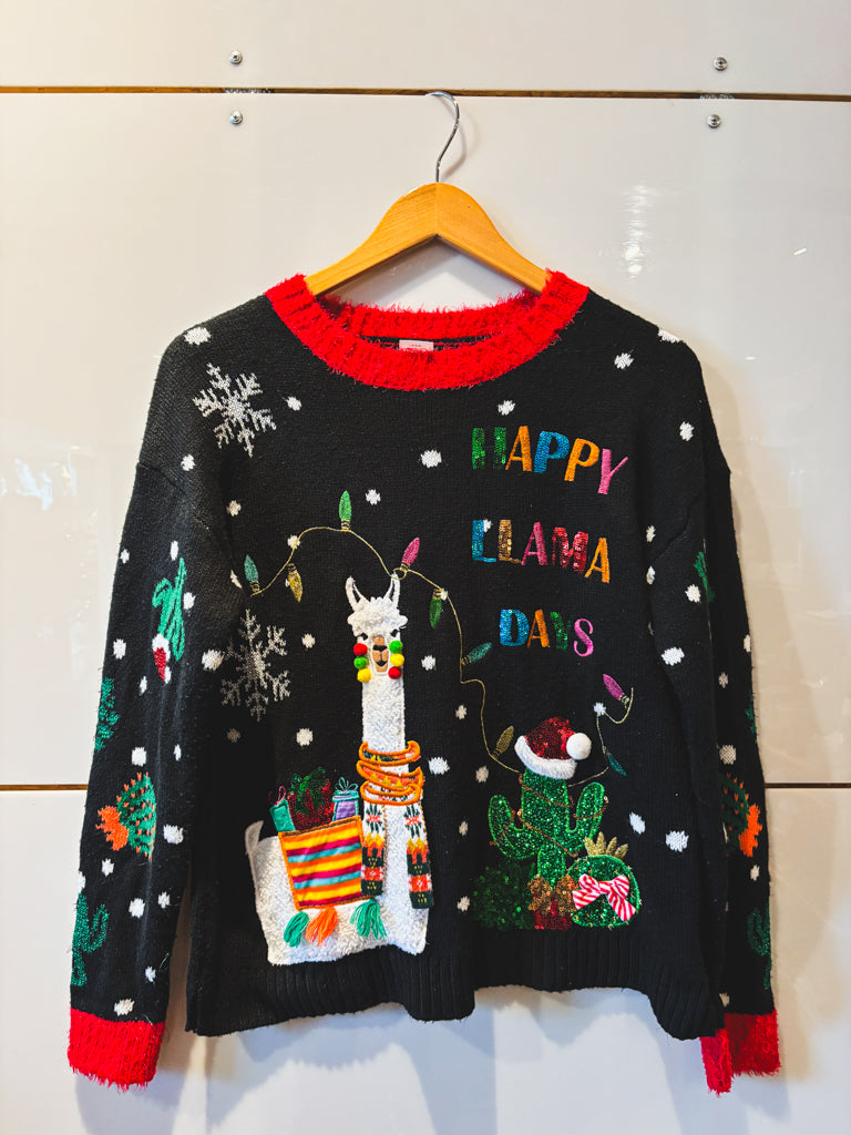 Happy Llama Days holiday sweater- vintage