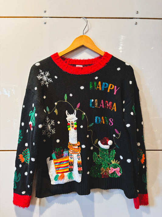 Happy Llama Days holiday sweater- vintage