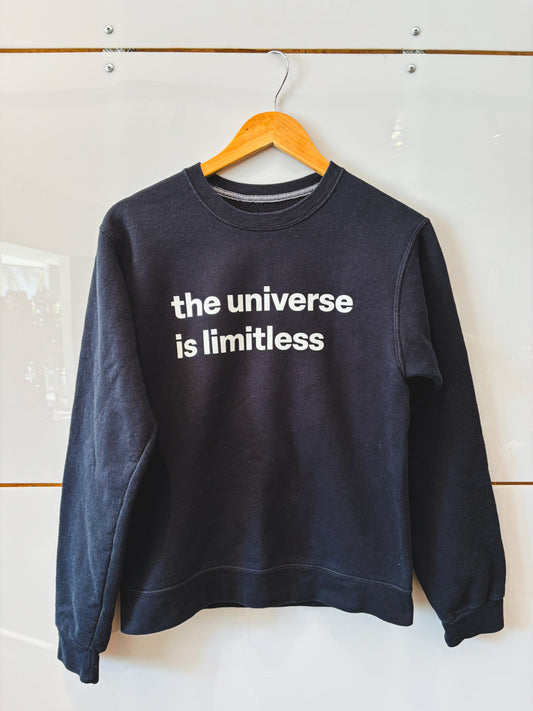 The Universe is Limitless black crewneck sweatshirt - upcycled