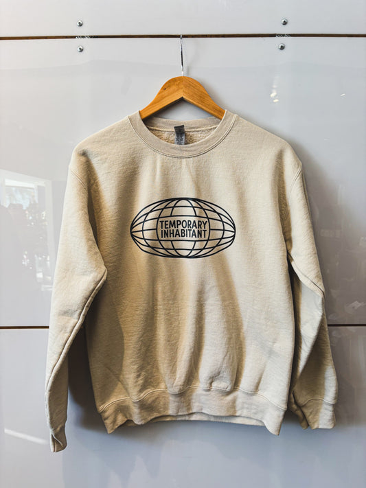 Globe cream crewneck sweatshirt - upcycled