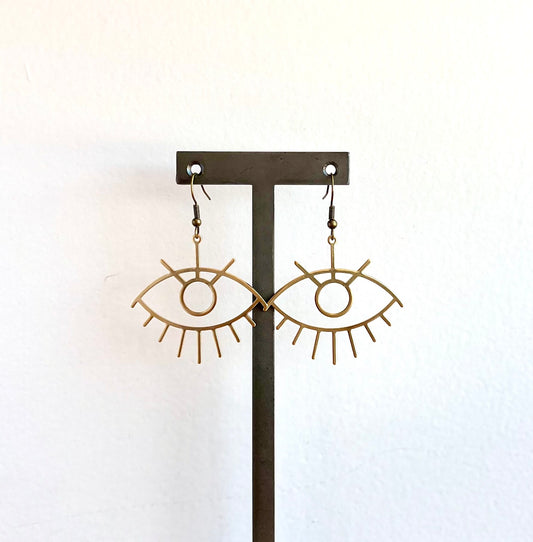 Large Brass Eye Hook Earrings