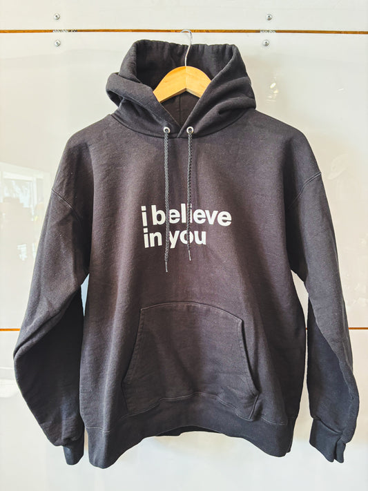 I Believe in You black hoodie - upcycled