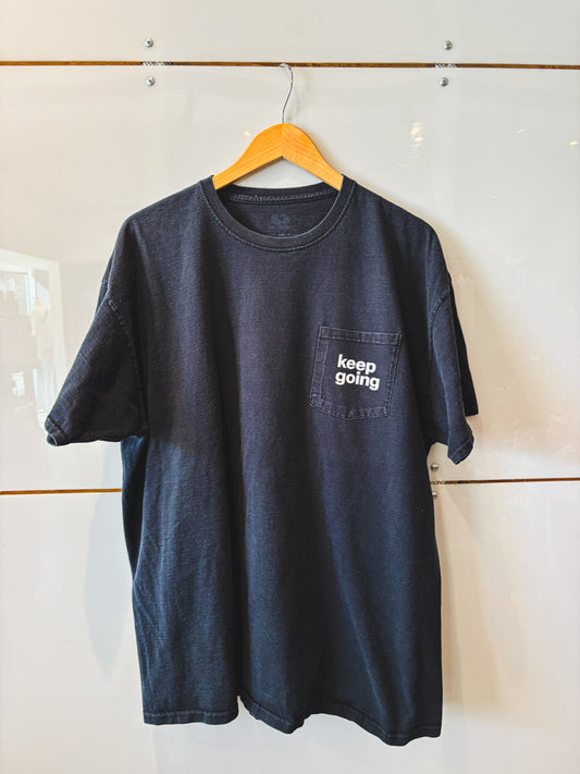 Keep Going black pocket s/s tee - upcycled