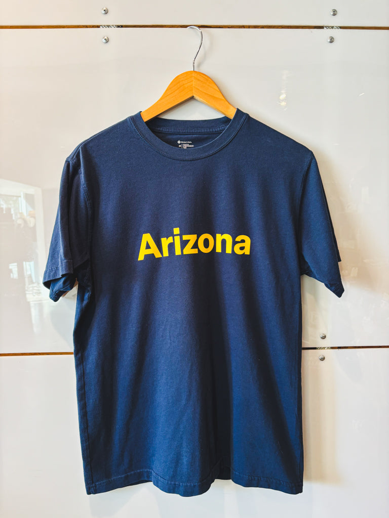 Arizona Block navy with yellow lettering s/s tee - upcycled