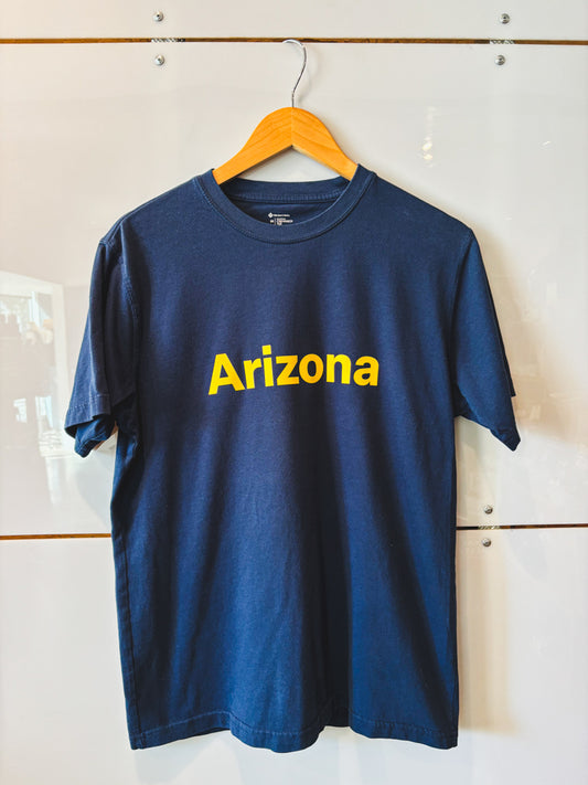 Arizona Block navy with yellow lettering s/s tee - upcycled