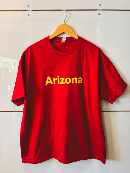 Arizona Block red with yellow lettering s/s tee - upcycled