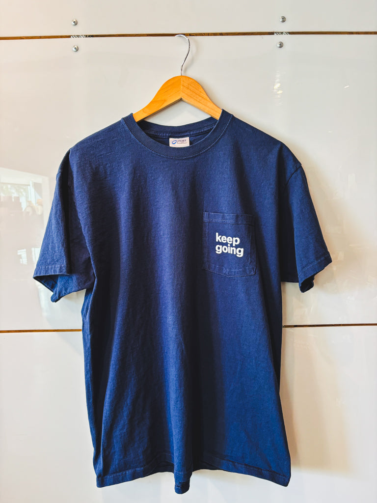 Keep Going navy pocket s/s tee - upcycled