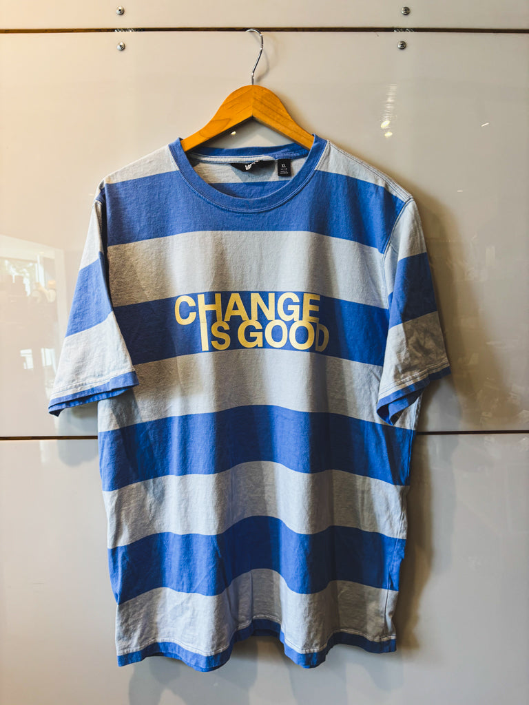Change is Good blue stripe s/s tee - upcycled
