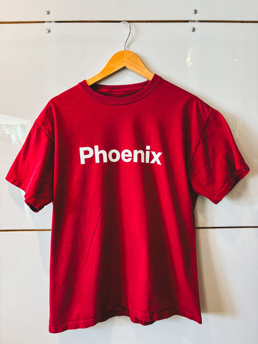 Phoenix Block red with white lettering s/s tee - upcycled