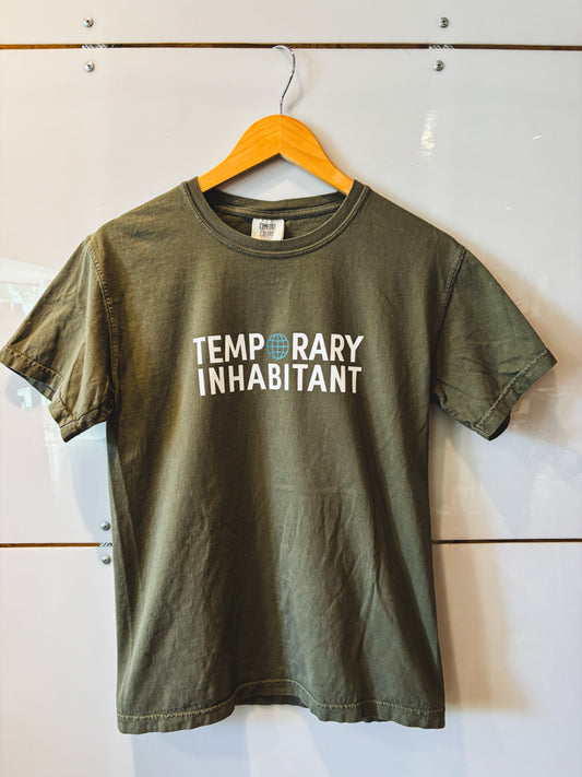 Logo olive green with white/forest lettering s/s tee - upcycled