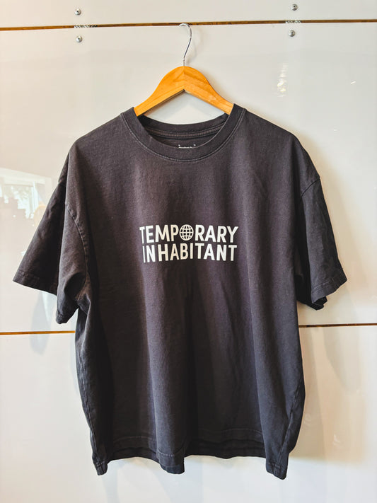 Logo black with white lettering s/s tee - upcycled