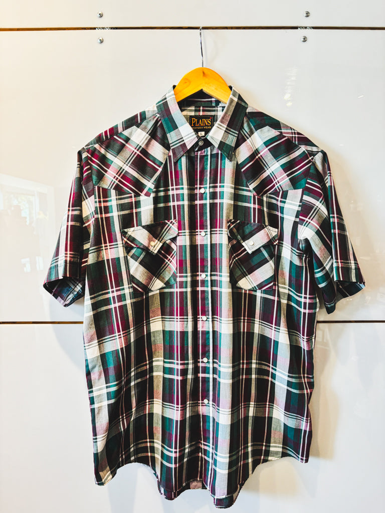 Plains Western Wear plaid s/s button up- vintage