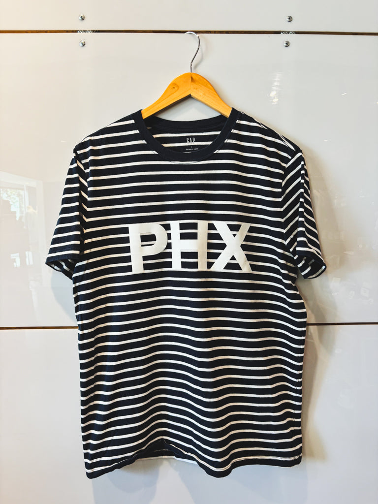 Big PHX navy white stripe tee - upcycled