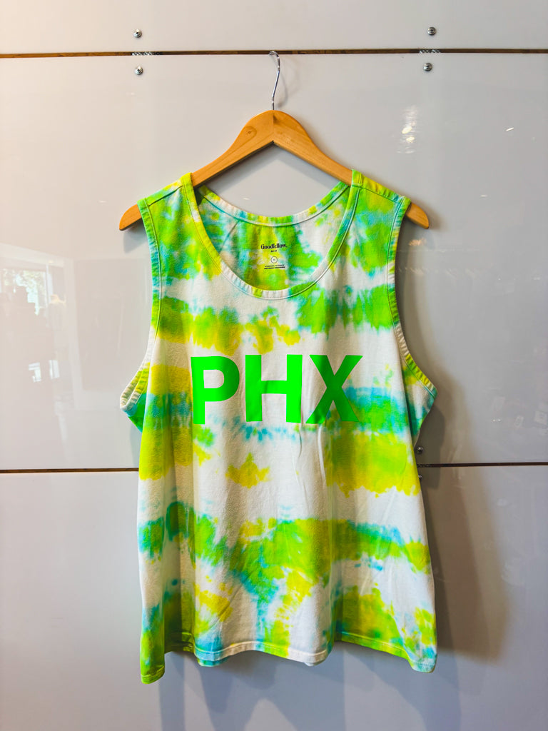 Big PHX blue and green tie dye tank - upcycled