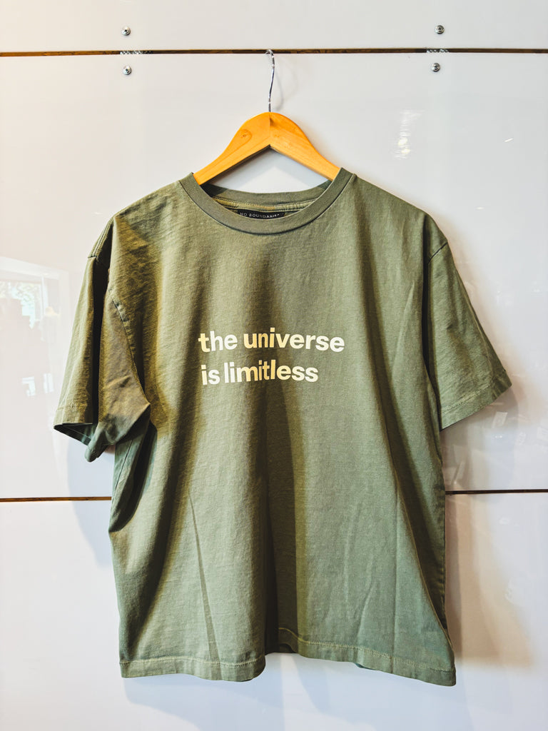 The Universe is Limitless sage s/s tee - upcycled