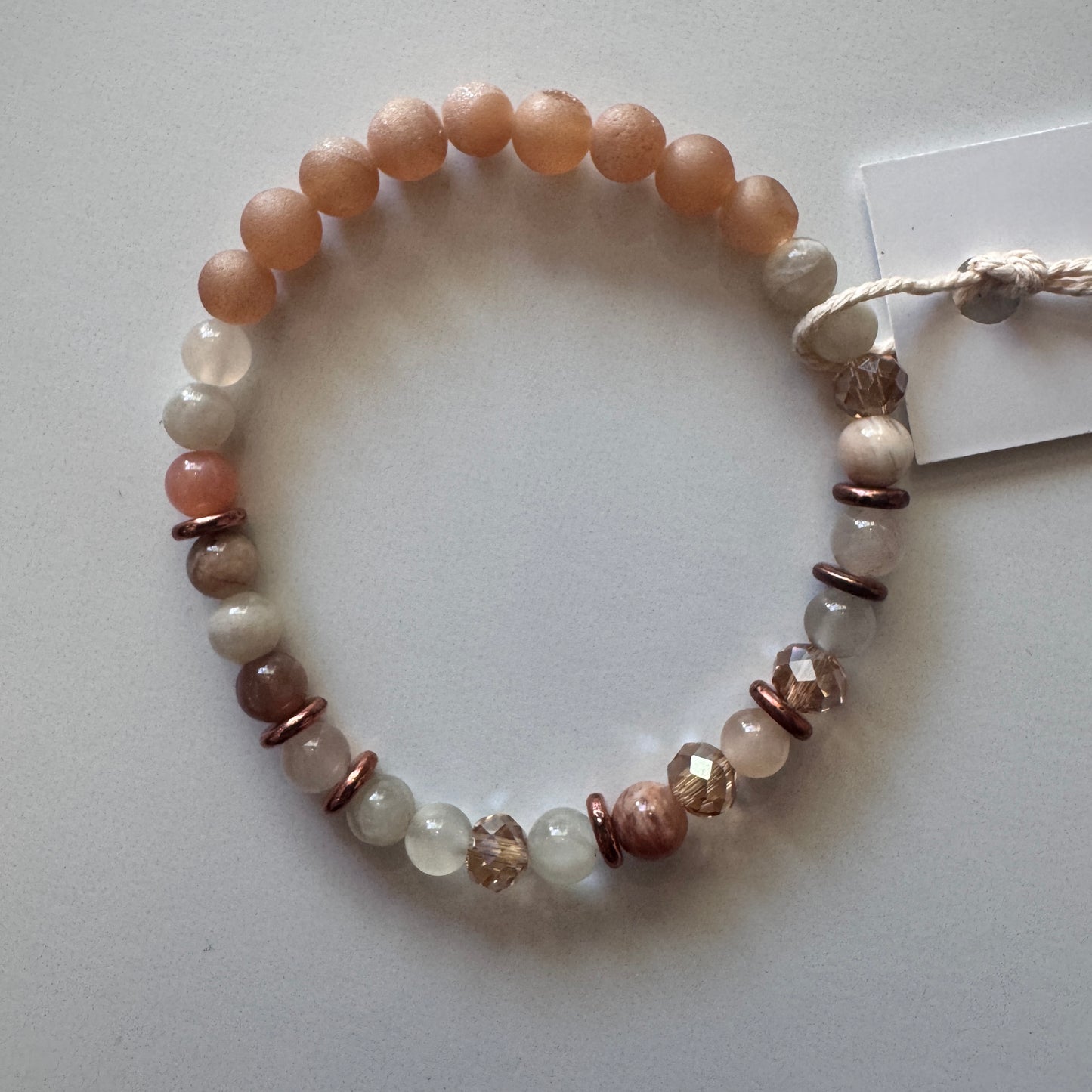 Morse Code Gemstone Bracelet in Moonstone