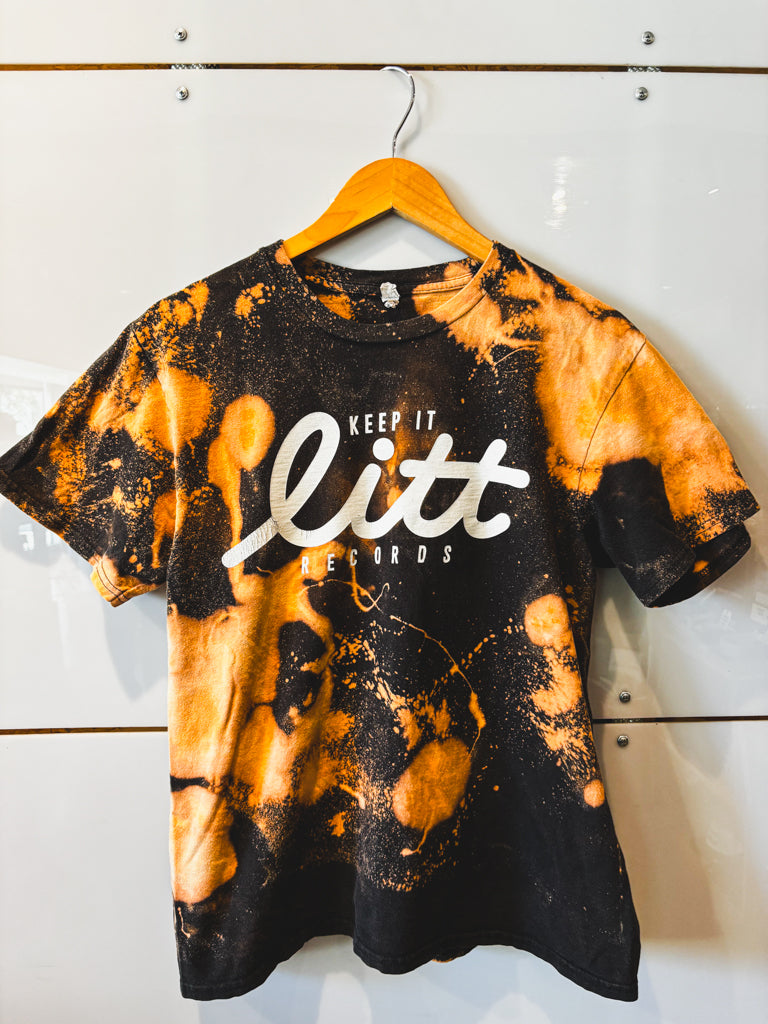 Keep it Litt Records black bleach splatter s/s tee - previously loved