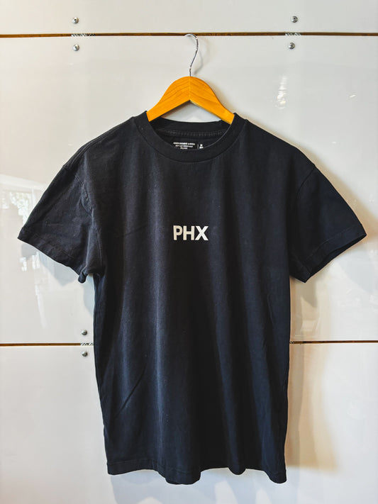 PHX black tee with white design - upcycled