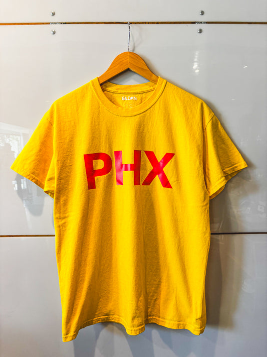 Big PHX yellow tee with red design - upcycled