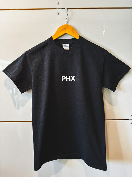 PHX black tee with white design - upcycled