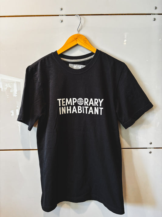 Logo black with white lettering s/s tee - upcycled
