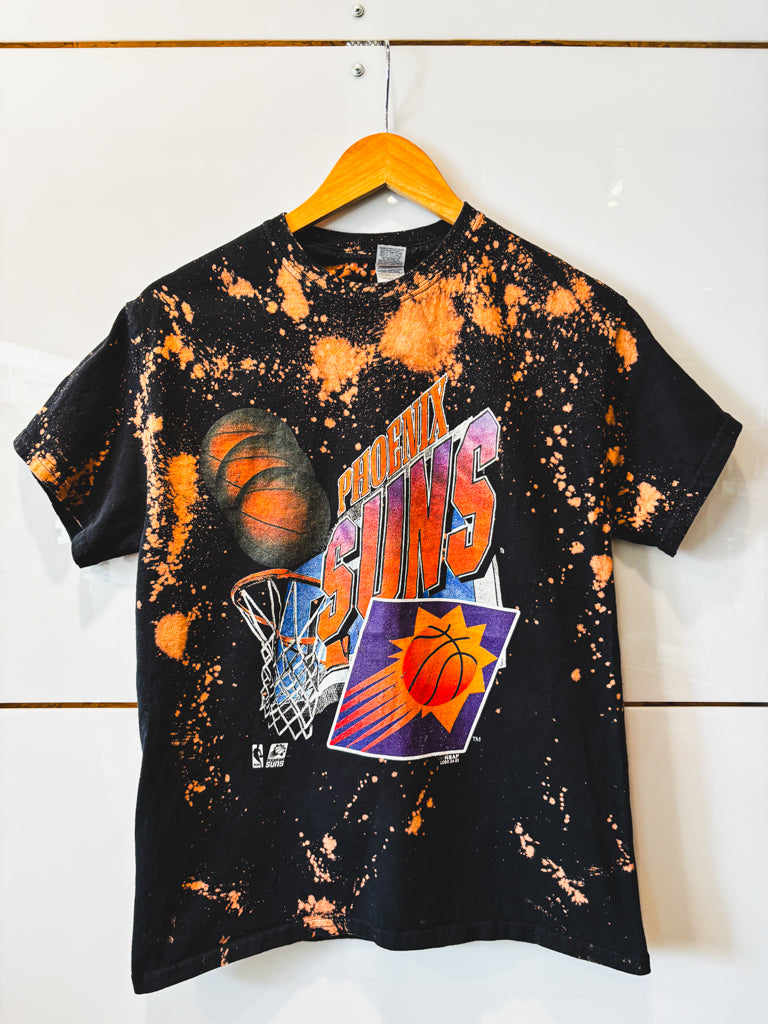 Phoenix Suns 3-shot black bleach splatter tee - upcycled