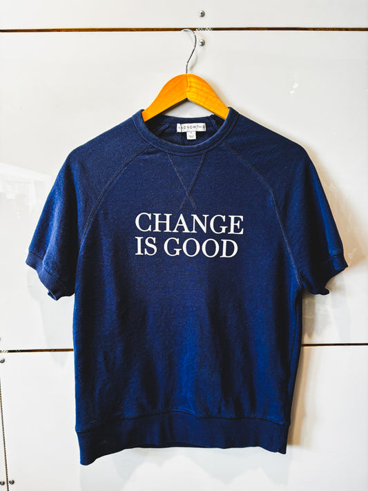 Change is Good navy s/s sweatshirt - upcycled