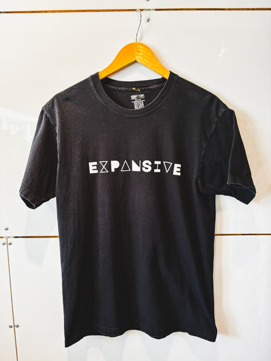 Expansive black w/white s/s tee - upcycled